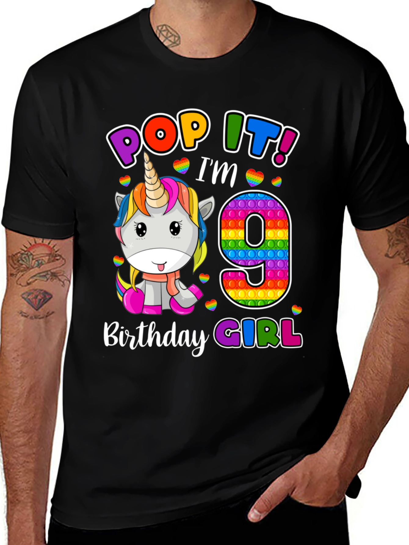 Pop It! Birthday Girl T-Shirt - 9th Birthday Unicorn Tee