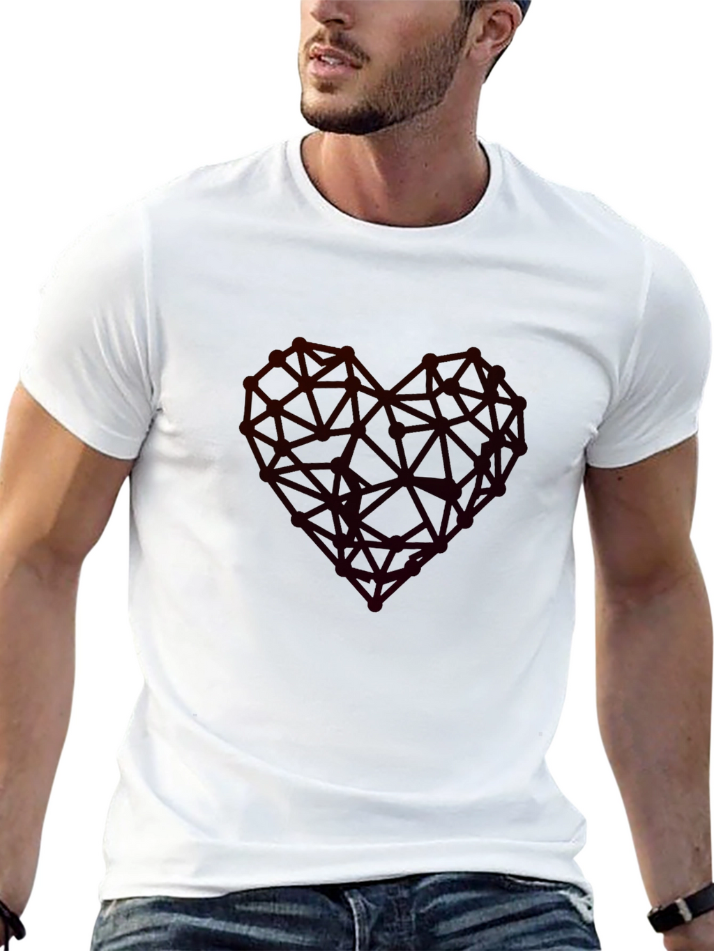 Geometric Heart Graphic Tee - Modern Casual Wear