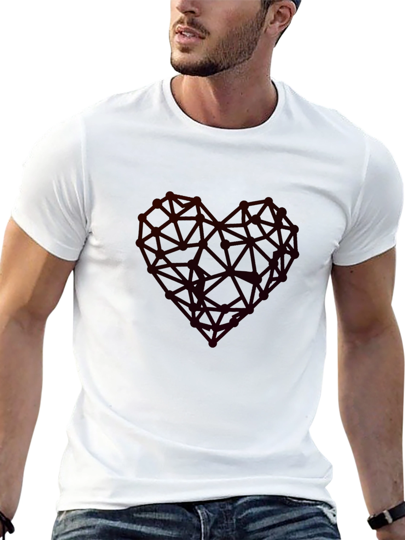 Geometric Heart Graphic Tee - Modern Casual Wear
