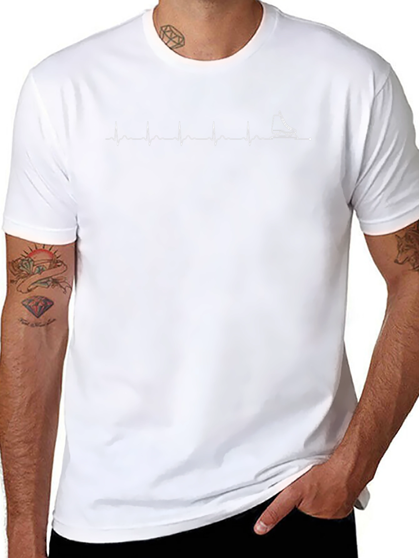 Skateboarding Heartbeat T-Shirt - Black