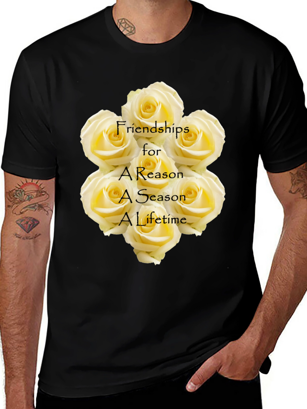 Friendship Roses Black T-Shirt