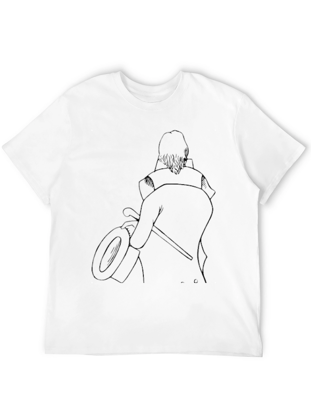 Black T-Shirt with Line Art Design