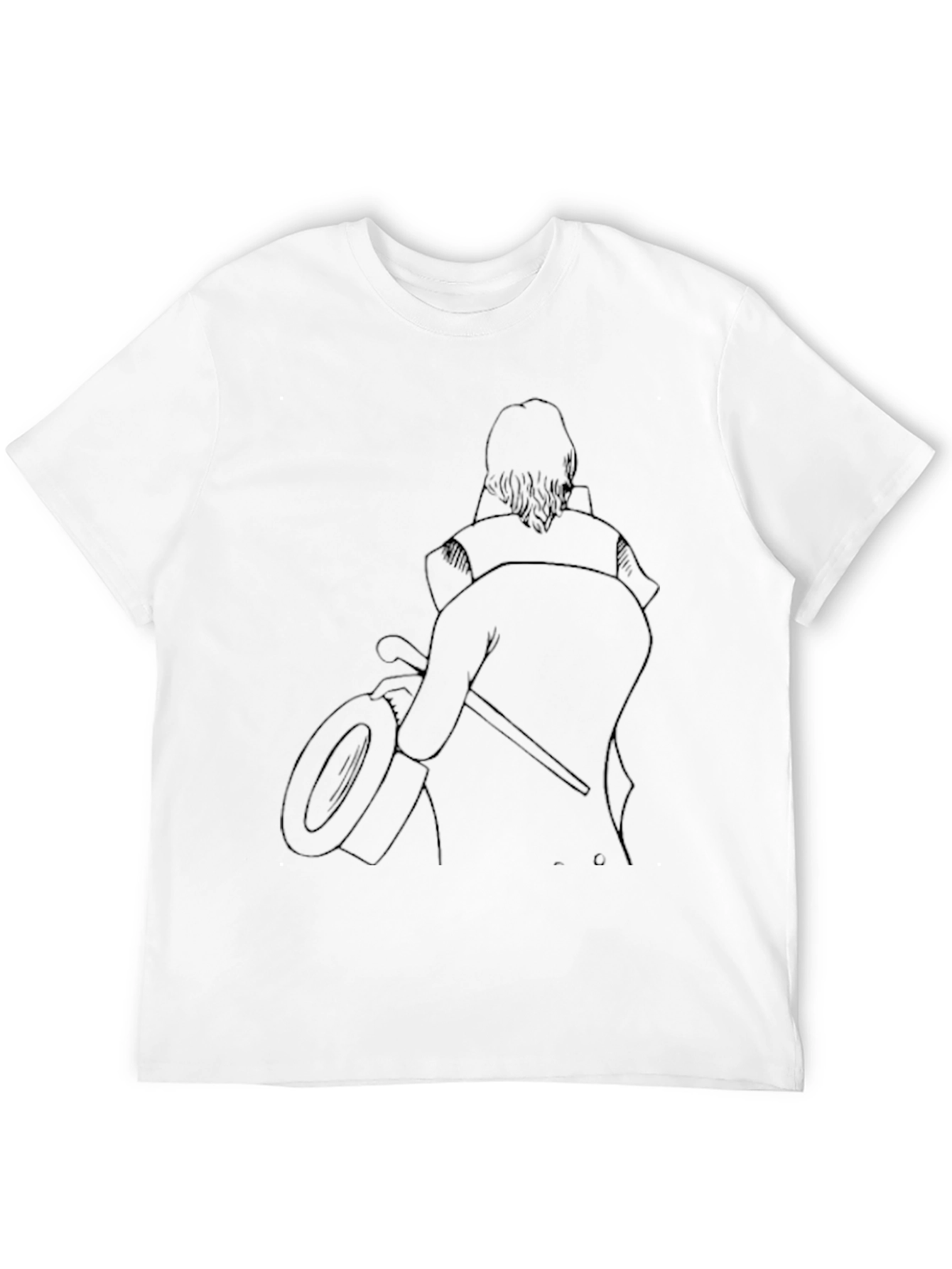 Black T-Shirt with Line Art Design