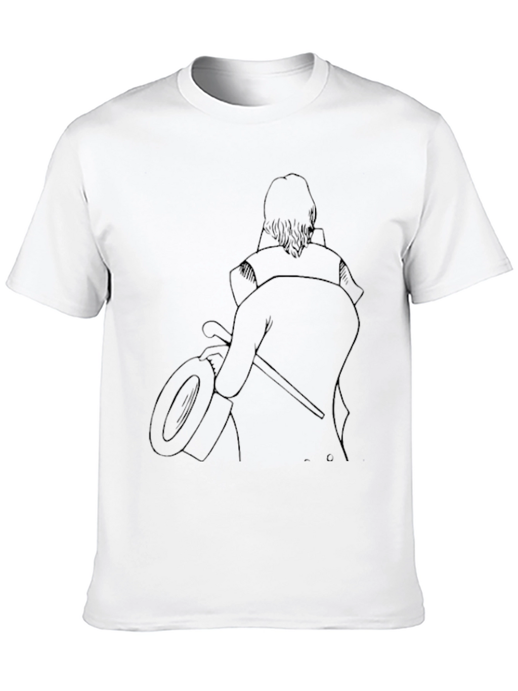 Black T-Shirt with Line Art Design