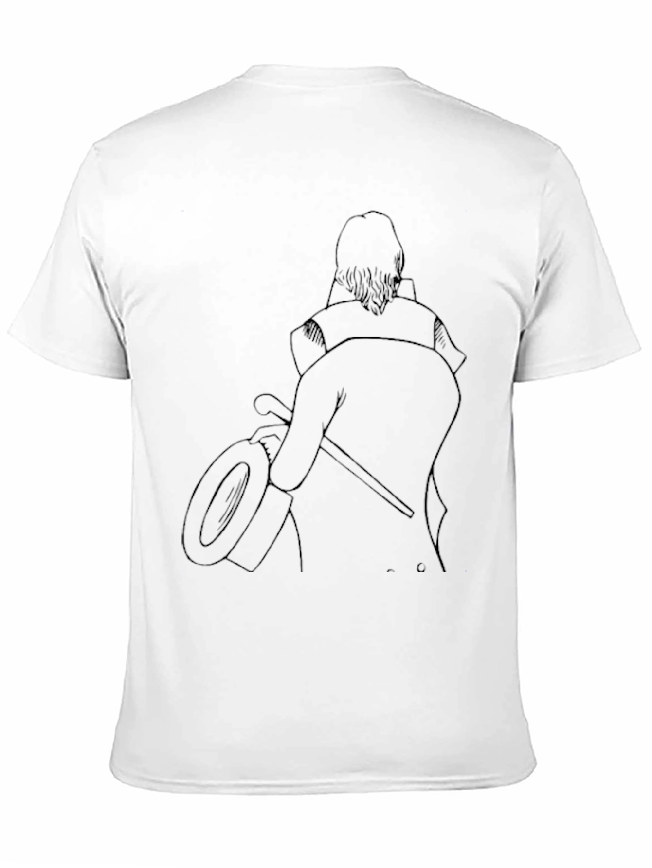 Black T-Shirt with Line Art Design