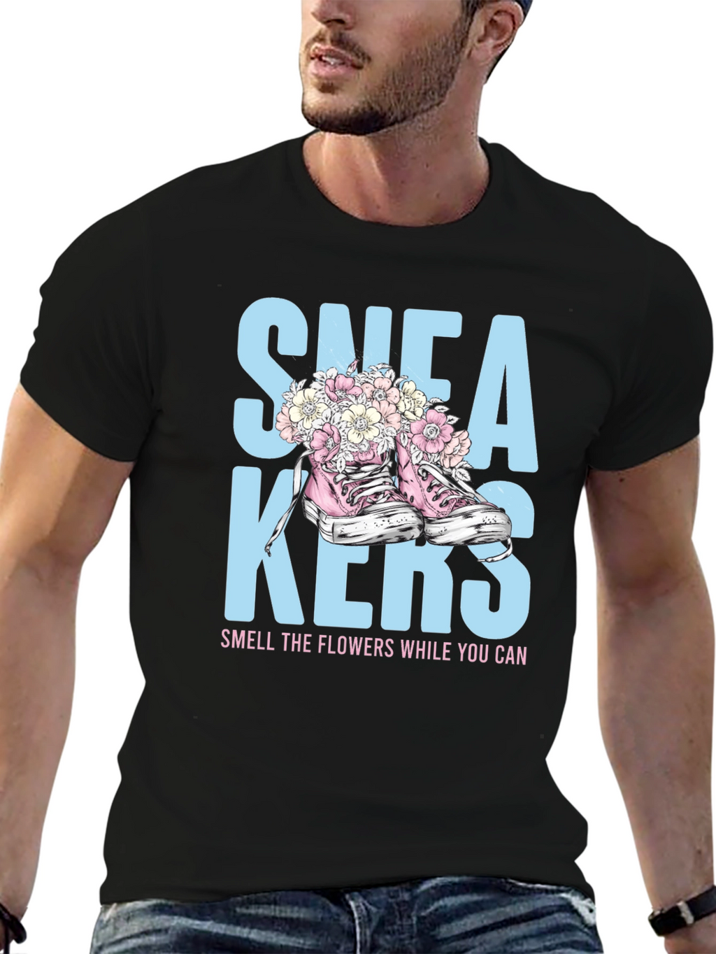 Sneakers and Flowers Graphic Tee