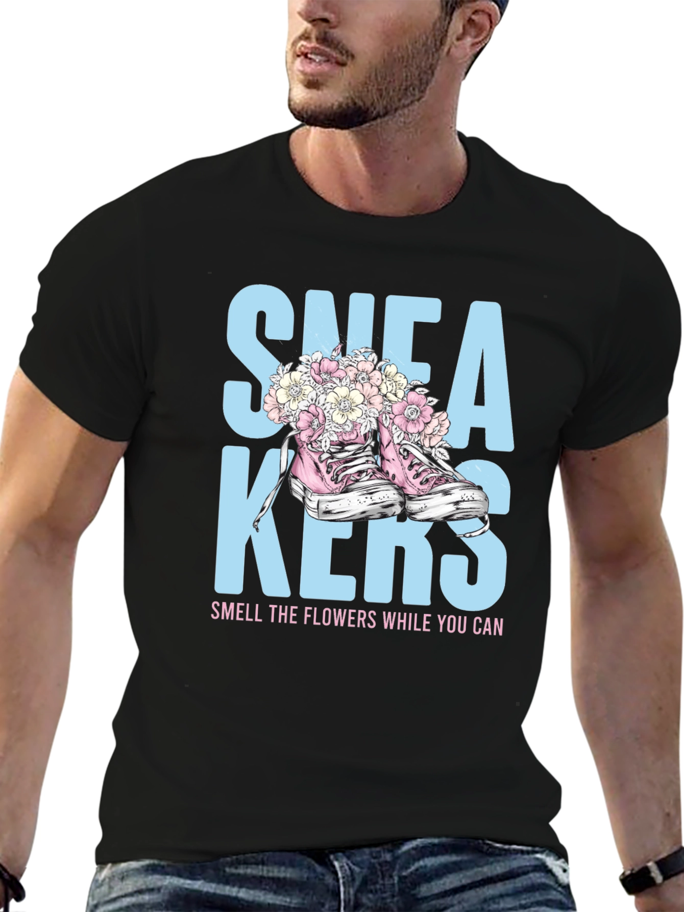 Sneakers and Flowers Graphic Tee