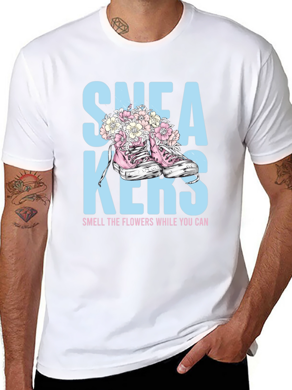 Sneakers and Flowers Graphic Tee