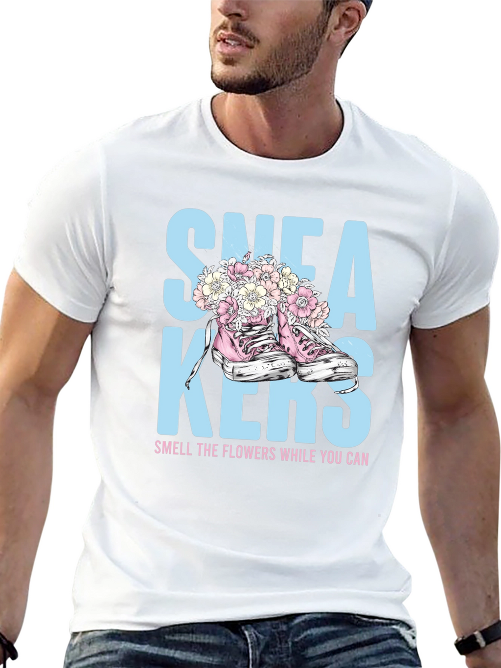 Sneakers and Flowers Graphic Tee