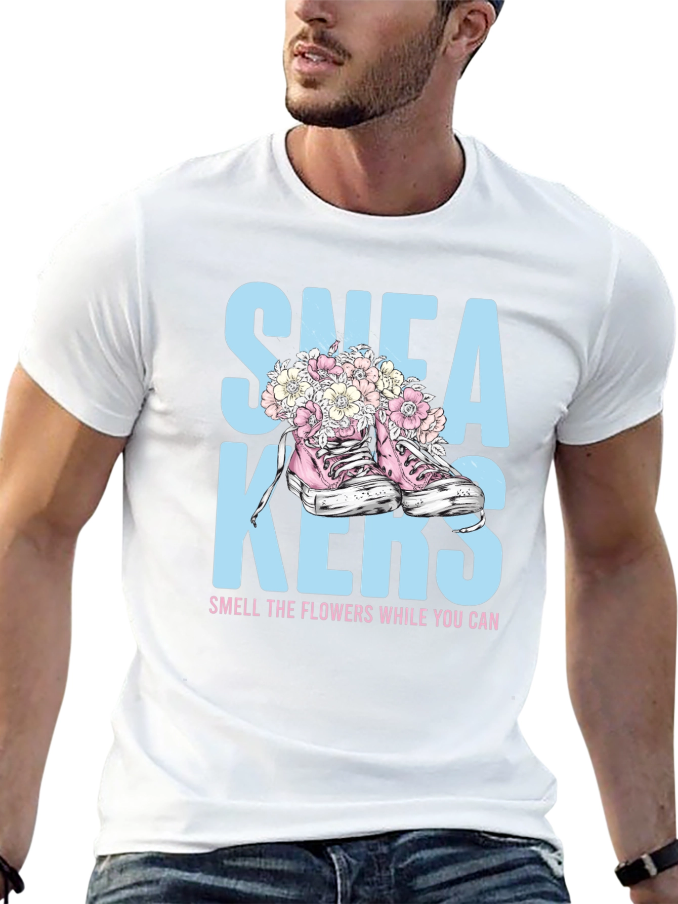 Sneakers and Flowers Graphic Tee
