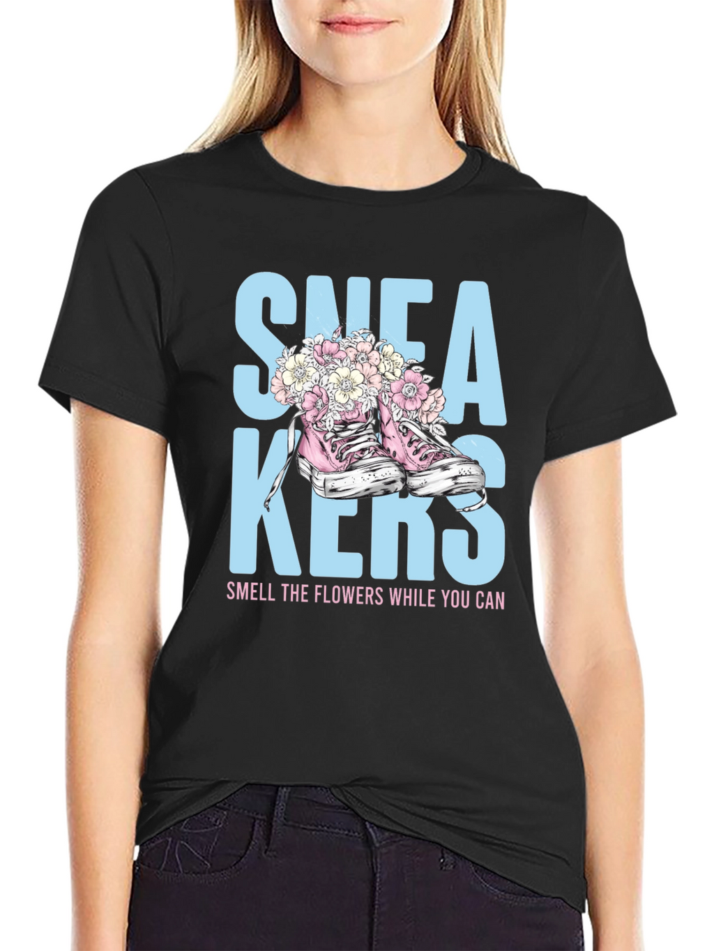 Sneakers and Flowers Graphic Tee