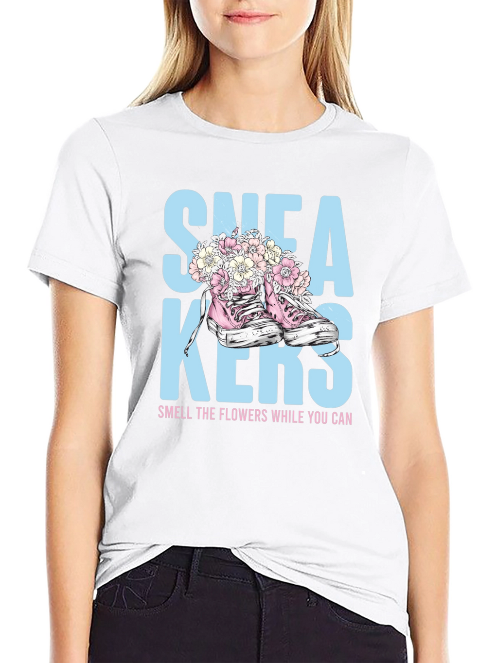 Sneakers and Flowers Graphic Tee
