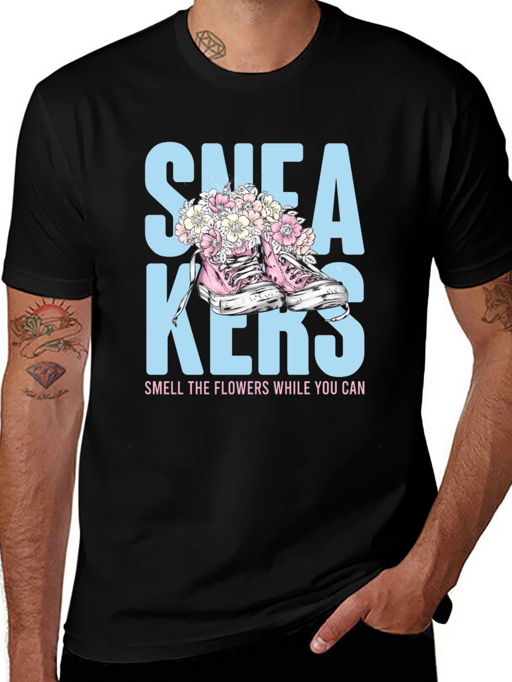 Sneakers and Flowers Graphic Tee