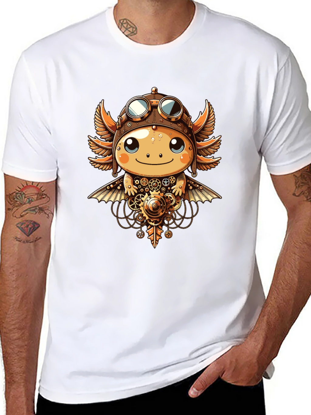 Steampunk Axolotl Graphic Tee