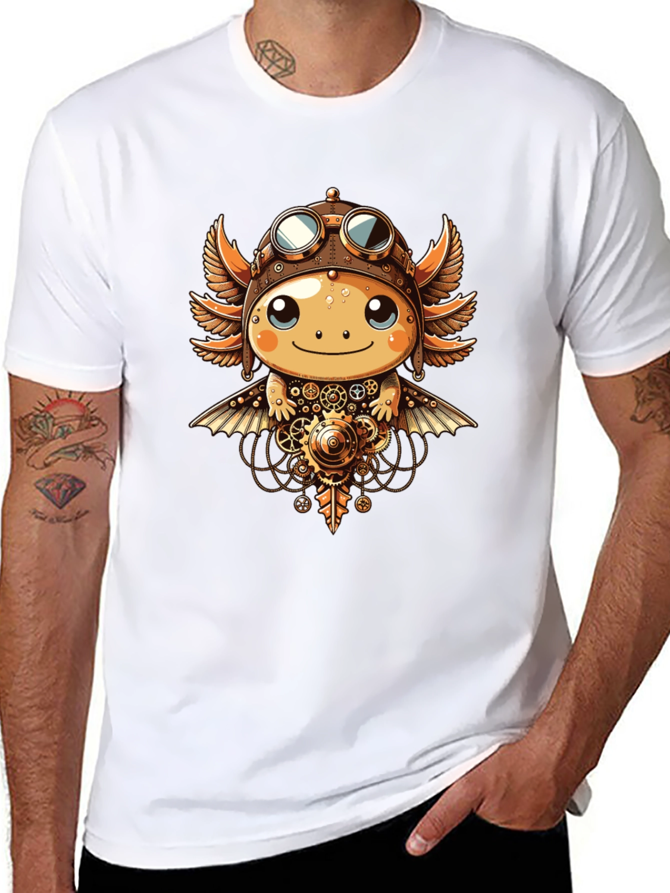 Steampunk Axolotl Graphic Tee