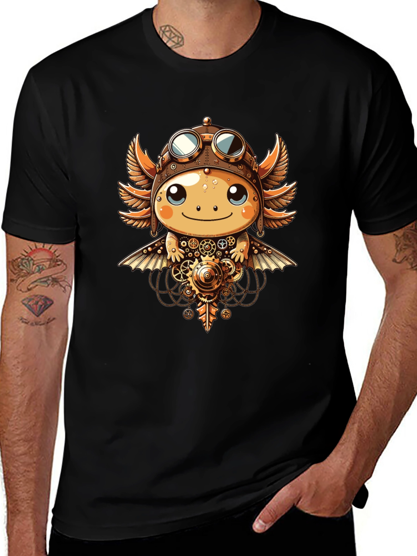 Steampunk Axolotl Graphic Tee
