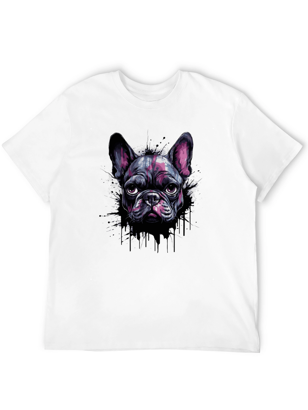 Cool French Bulldog Graphic Print Black T-Shirt