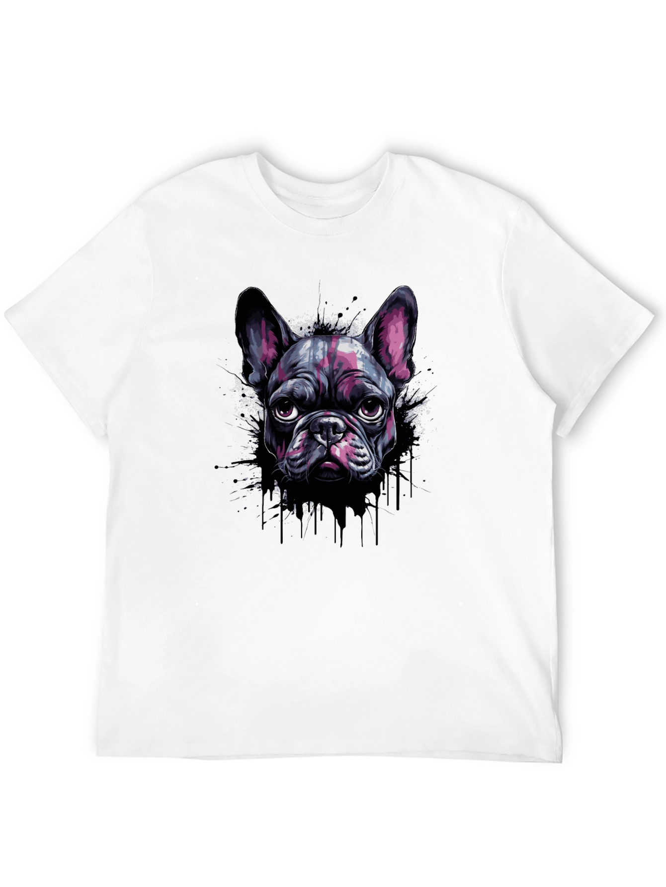 Cool French Bulldog Graphic Print Black T-Shirt