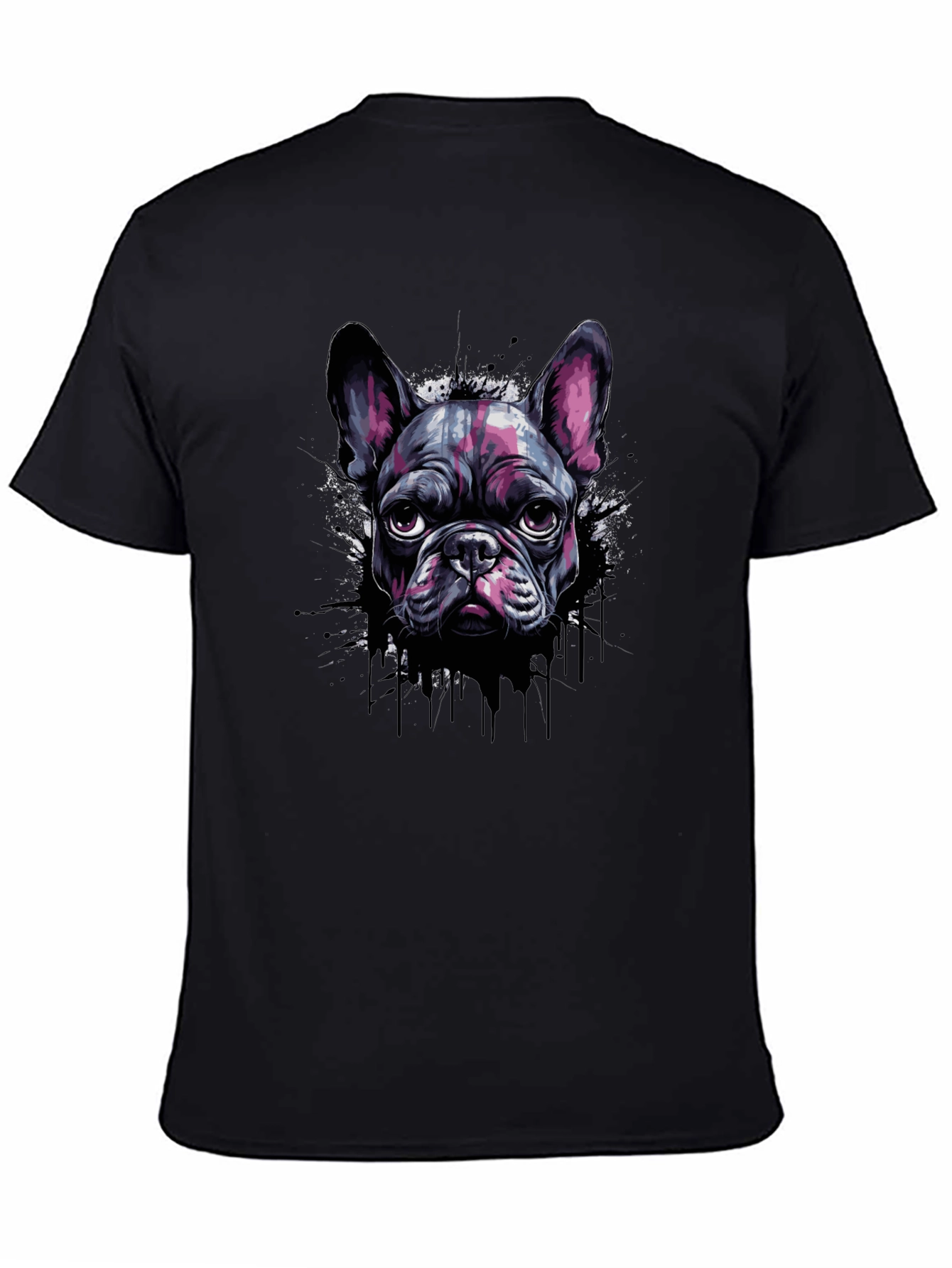 Cool French Bulldog Graphic Print Black T-Shirt