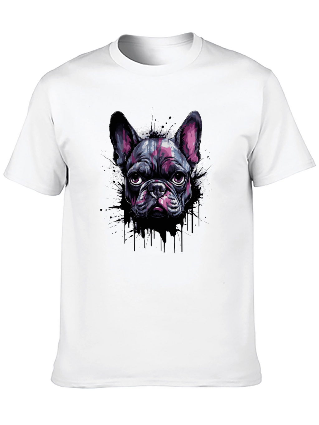 Cool French Bulldog Graphic Print Black T-Shirt