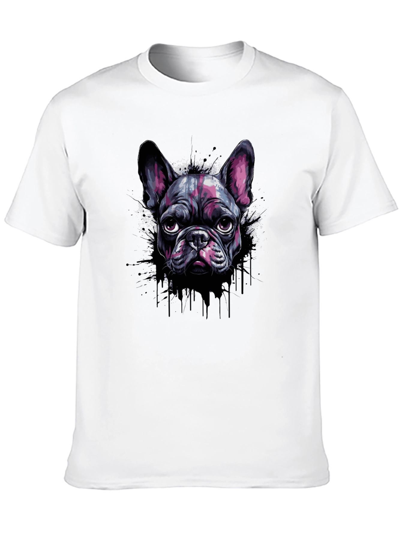 Cool French Bulldog Graphic Print Black T-Shirt
