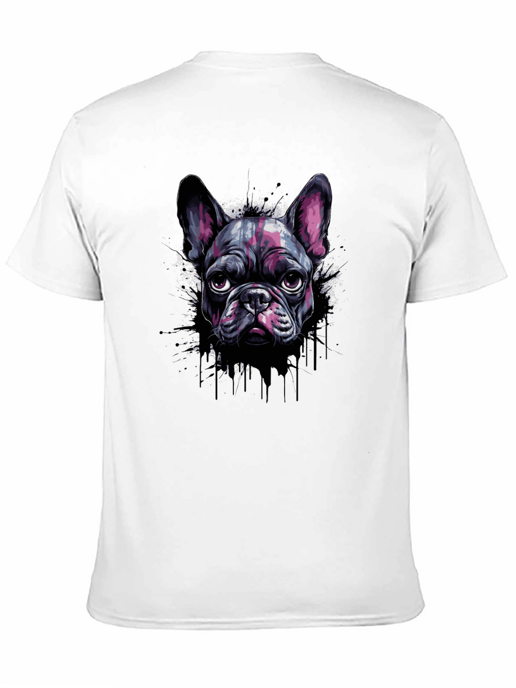 Cool French Bulldog Graphic Print Black T-Shirt