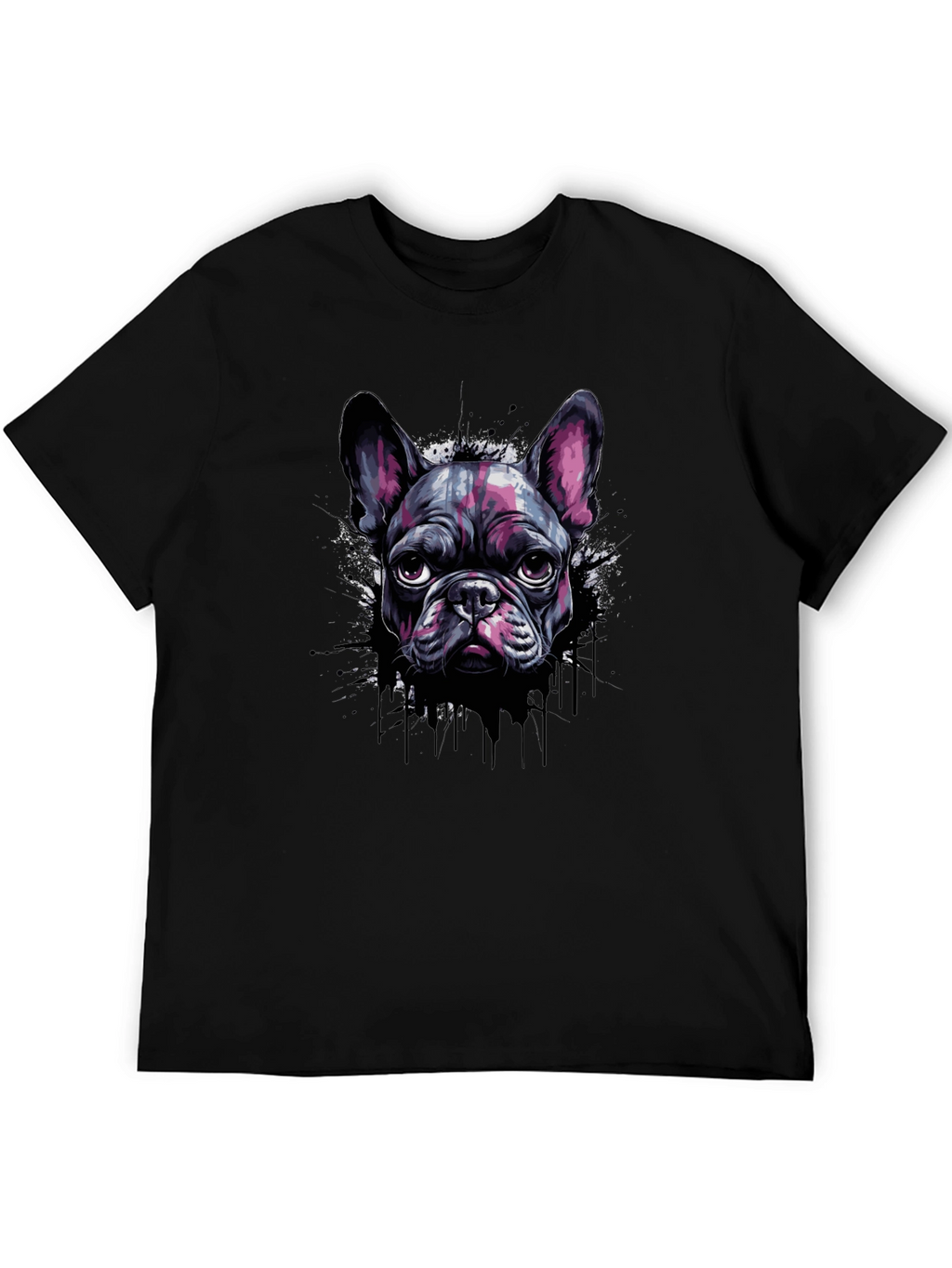 Cool French Bulldog Graphic Print Black T-Shirt