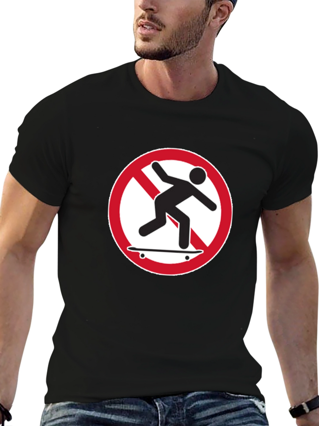 No Skateboarding T-Shirt - Black Graphic Tee