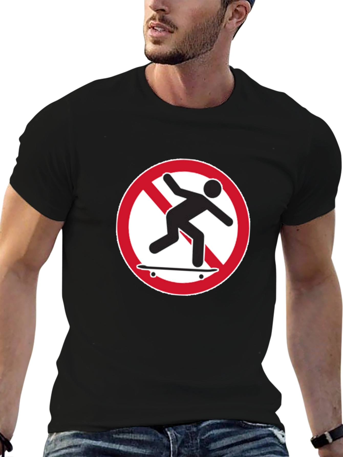 No Skateboarding T-Shirt - Black Graphic Tee