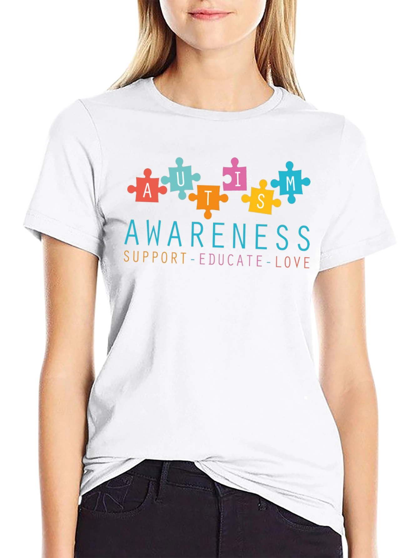 Autism Awareness Puzzle Piece Graphic T-Shirt