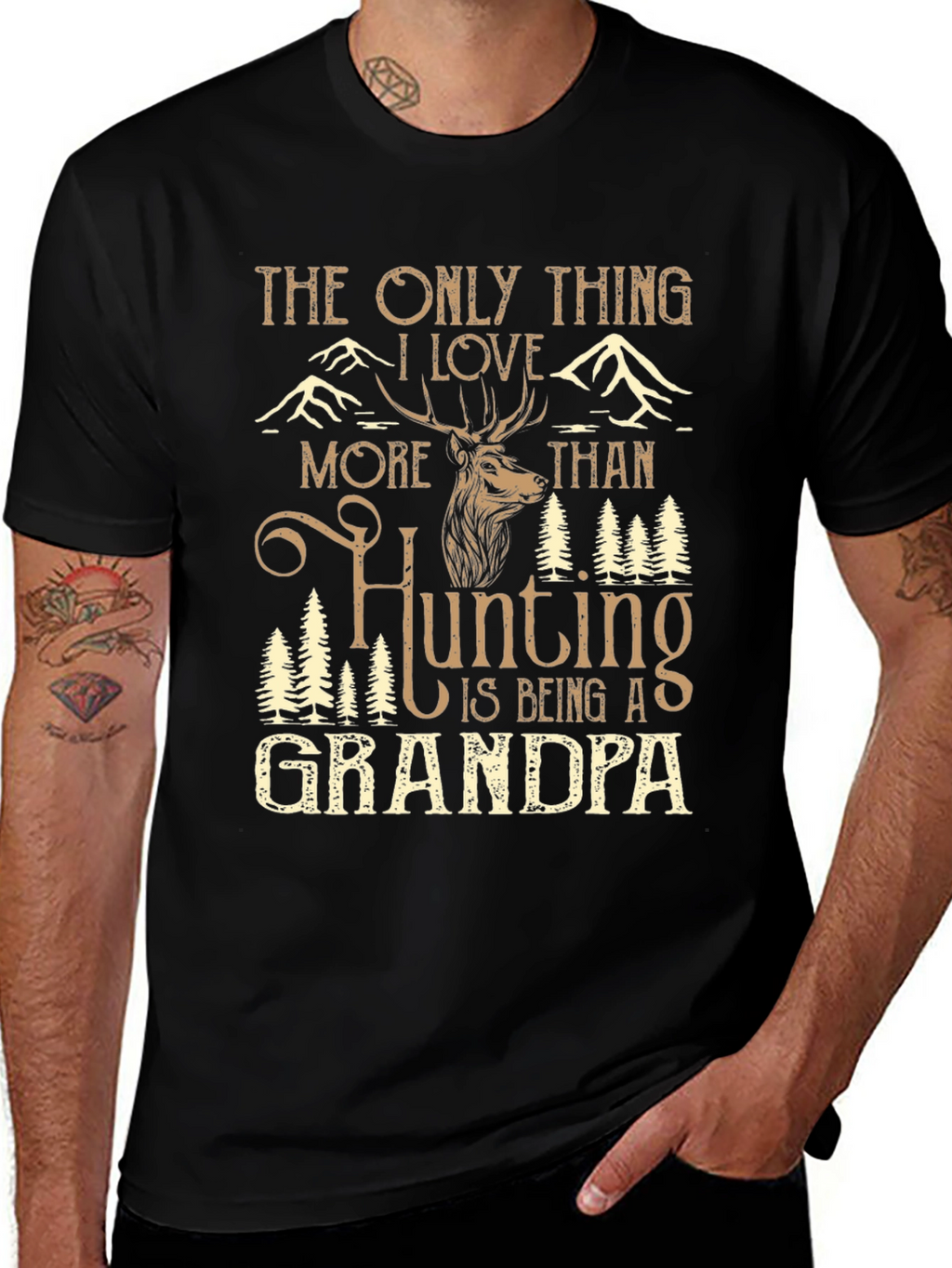 Hunting Grandpa Graphic Tee - Mens Black T-Shirt