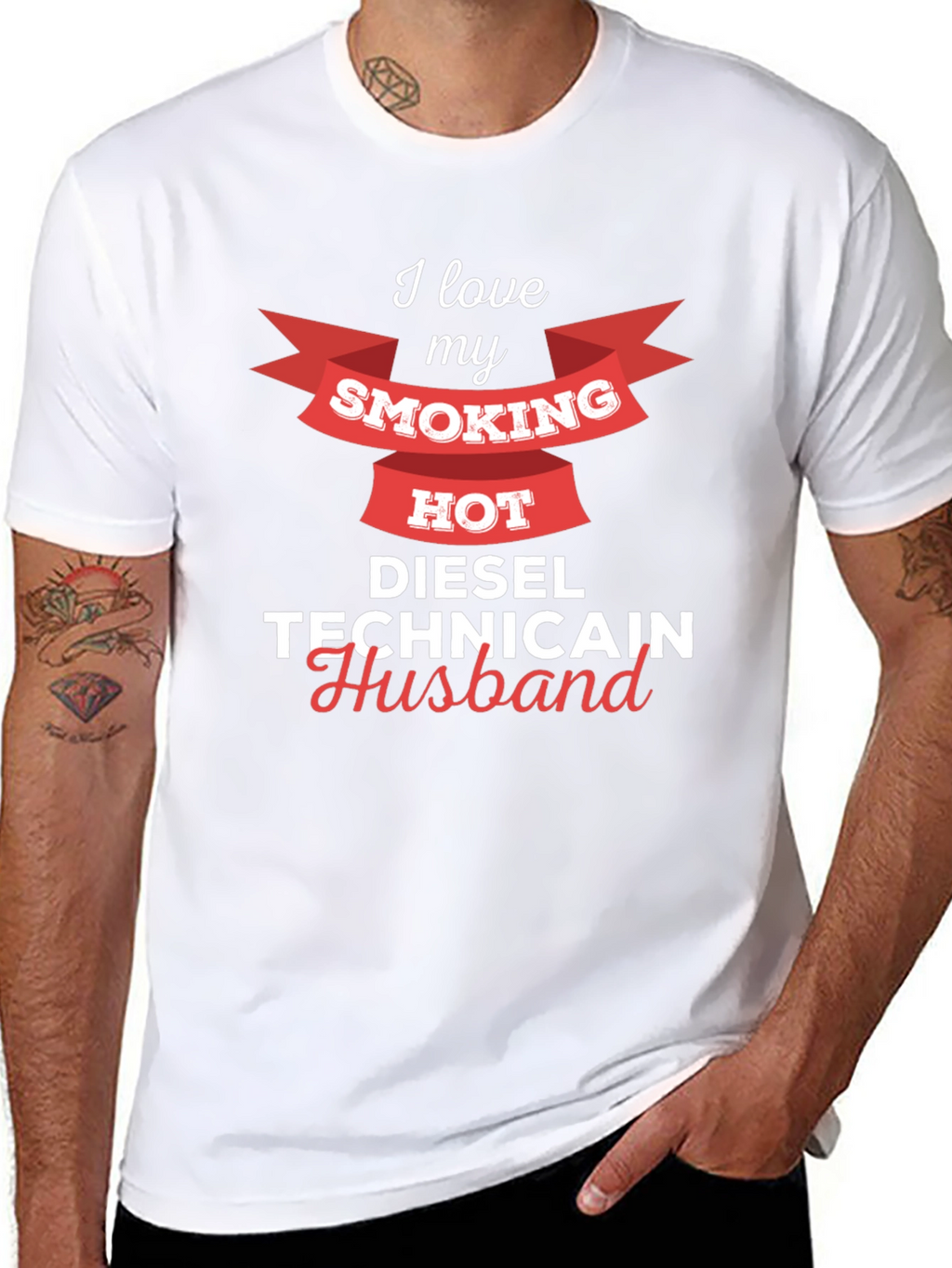 I Love My Smoking Hot Diesel Technician Husband T-Shirt