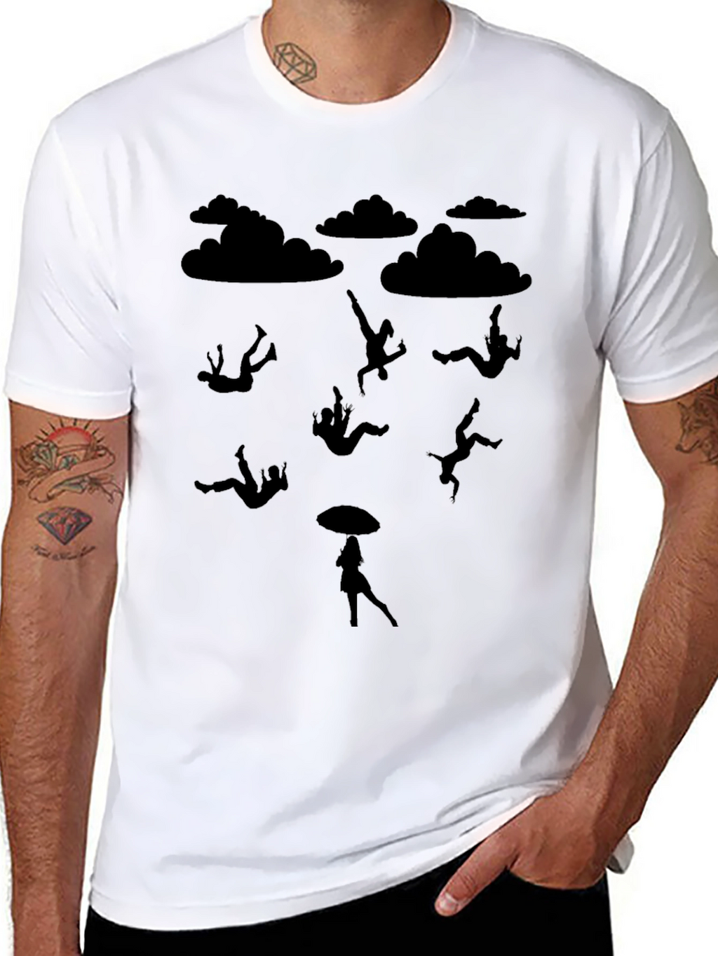 Falling People Graphic Tee - Black Cotton T-Shirt