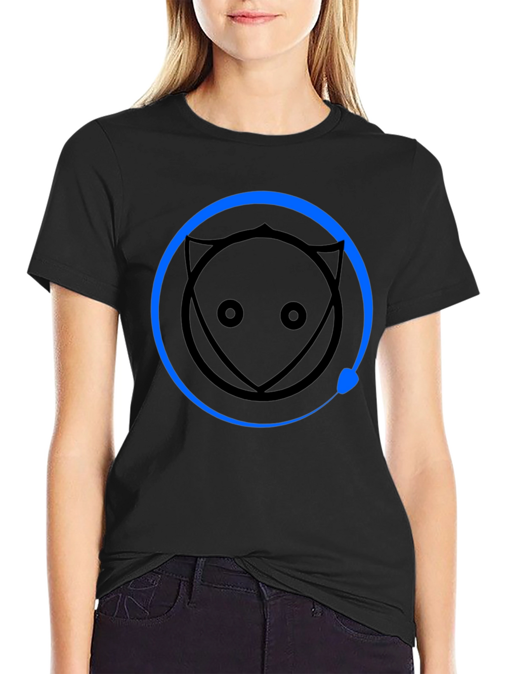 Abstract Cat Graphic Tee - Mens Black T-Shirt
