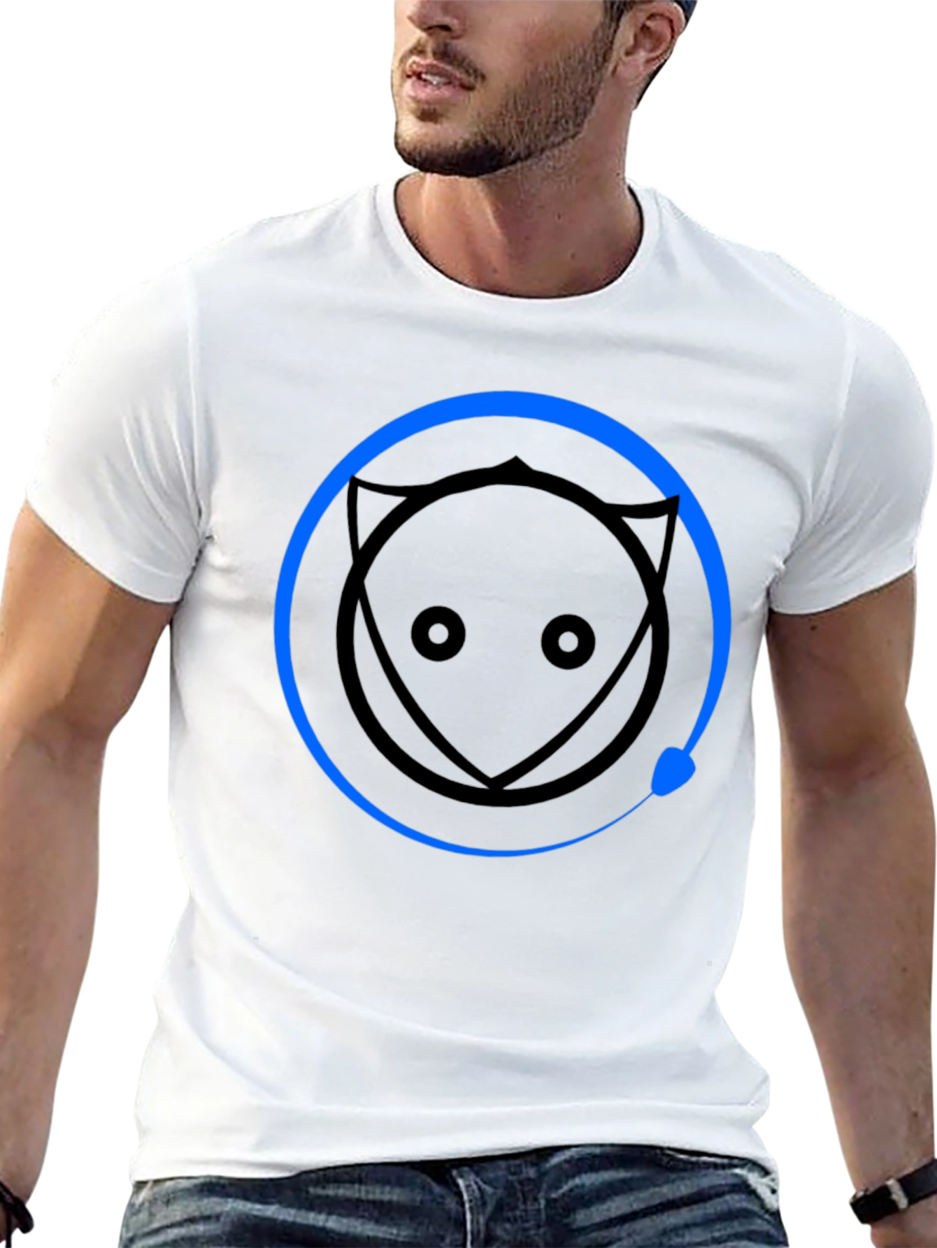 Abstract Cat Graphic Tee - Mens Black T-Shirt
