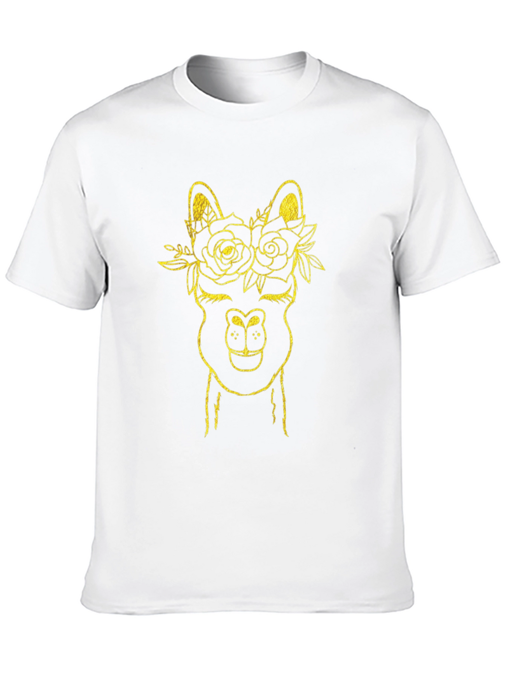 Llama Flower Crown Graphic Tee - Black Cotton T-Shirt