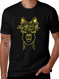 Llama Flower Crown Graphic Tee - Black Cotton T-Shirt