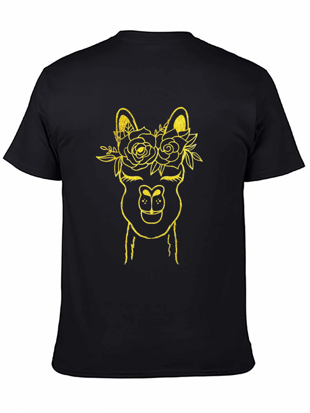Llama Flower Crown Graphic Tee - Black Cotton T-Shirt