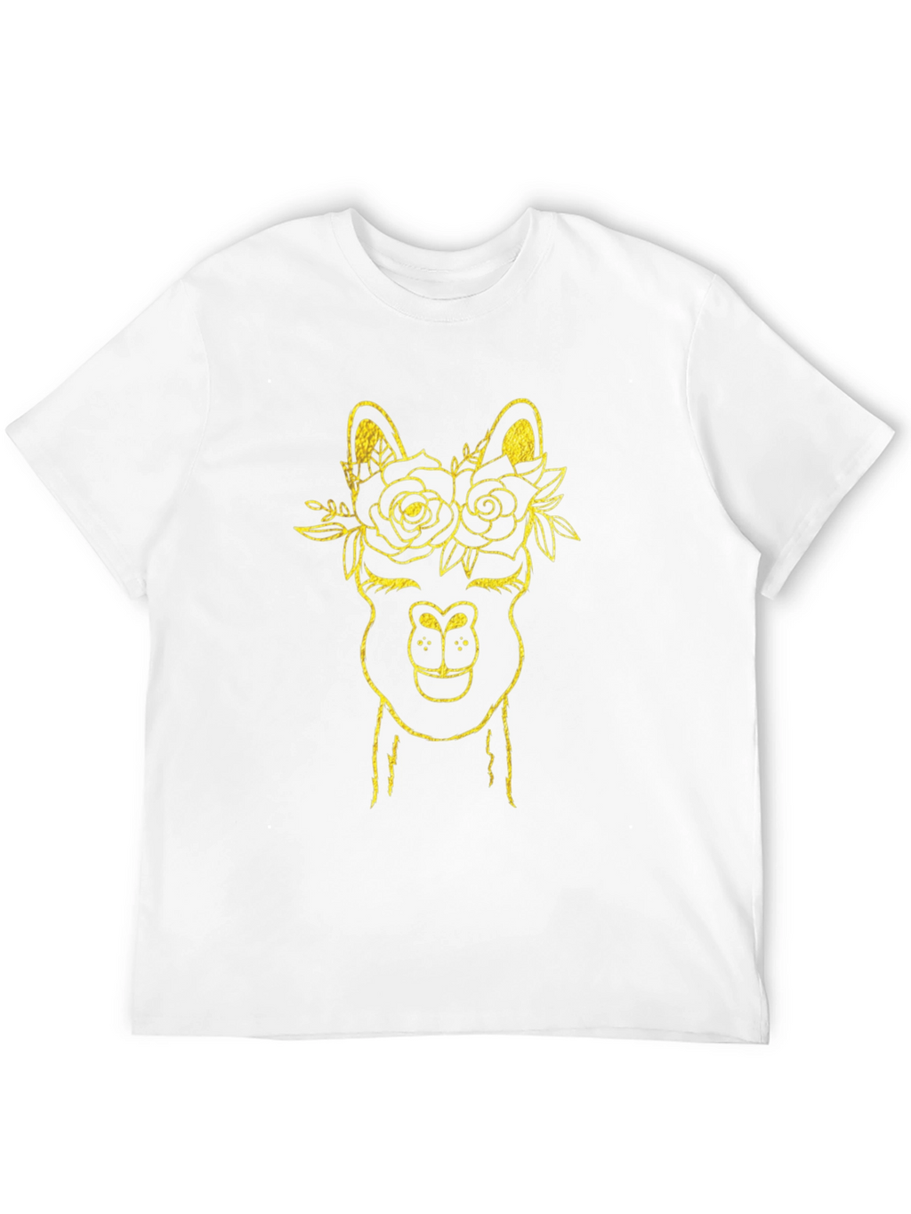 Llama Flower Crown Graphic Tee - Black Cotton T-Shirt