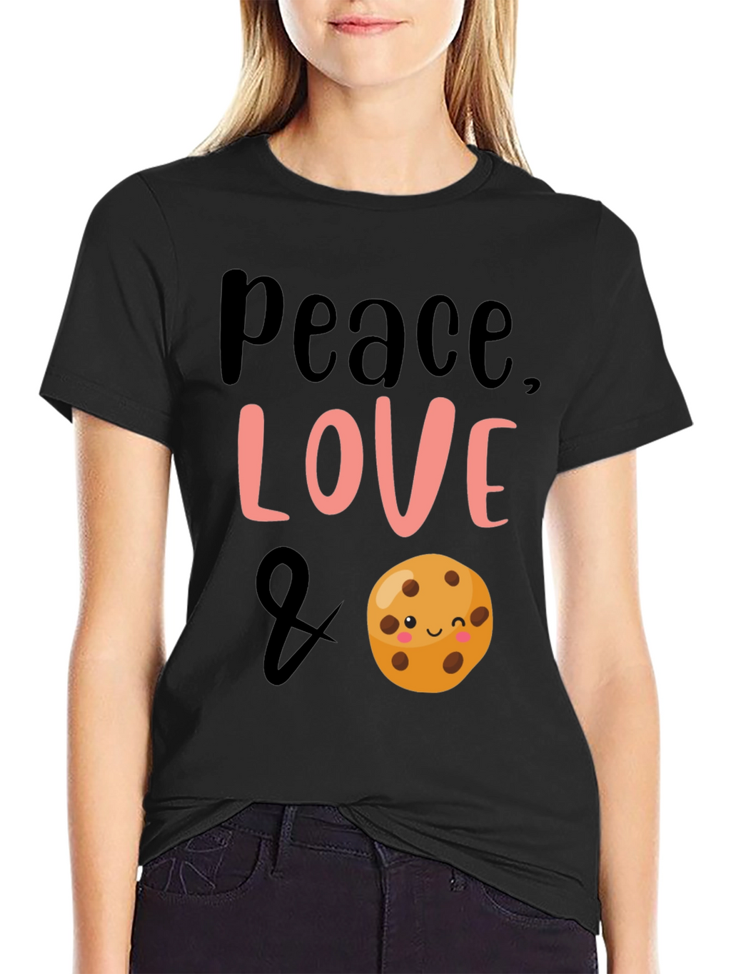 Peace Love & Cookies Black Graphic Tee