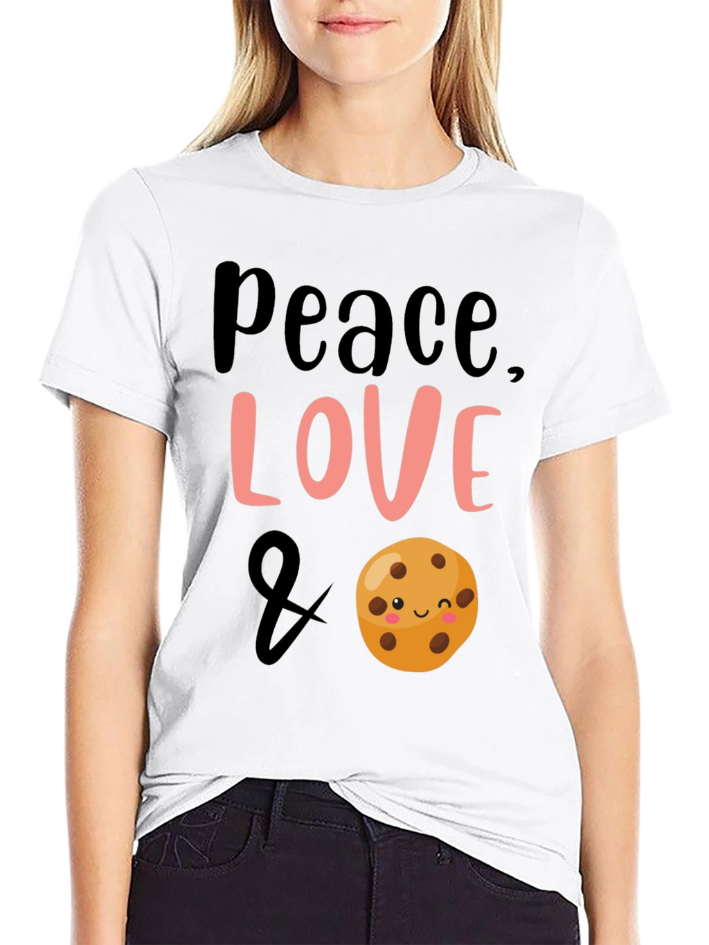 Peace Love & Cookies Black Graphic Tee