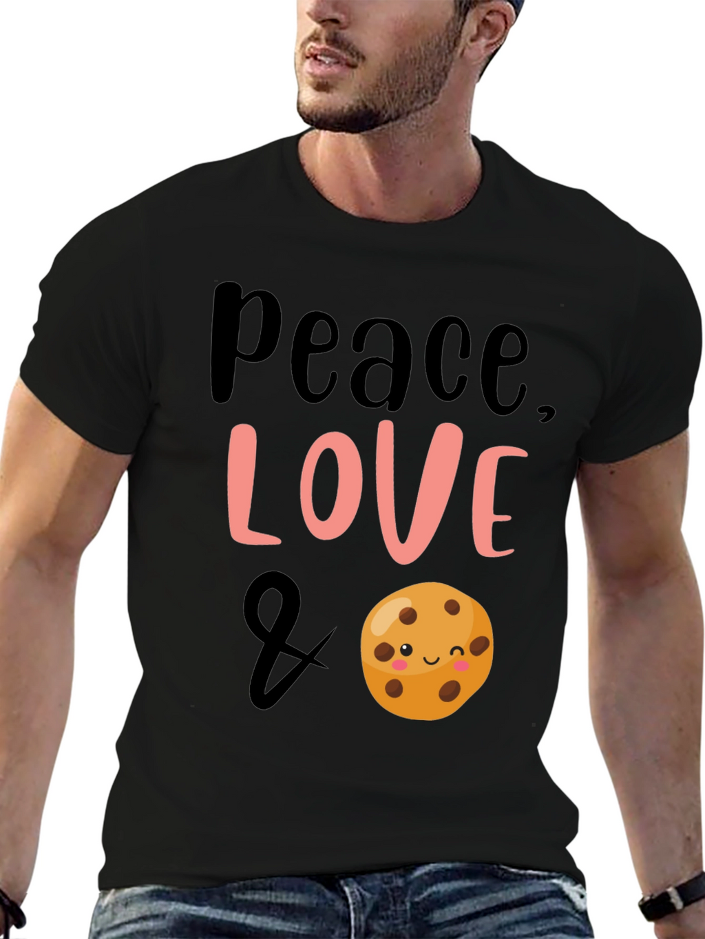 Peace Love & Cookies Black Graphic Tee