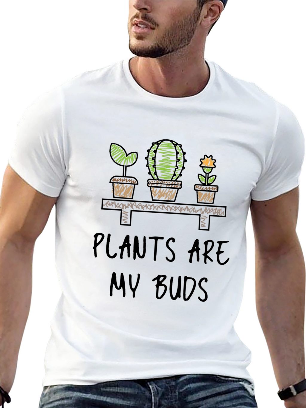 Plants Are My Buds Graphic Tee - Black