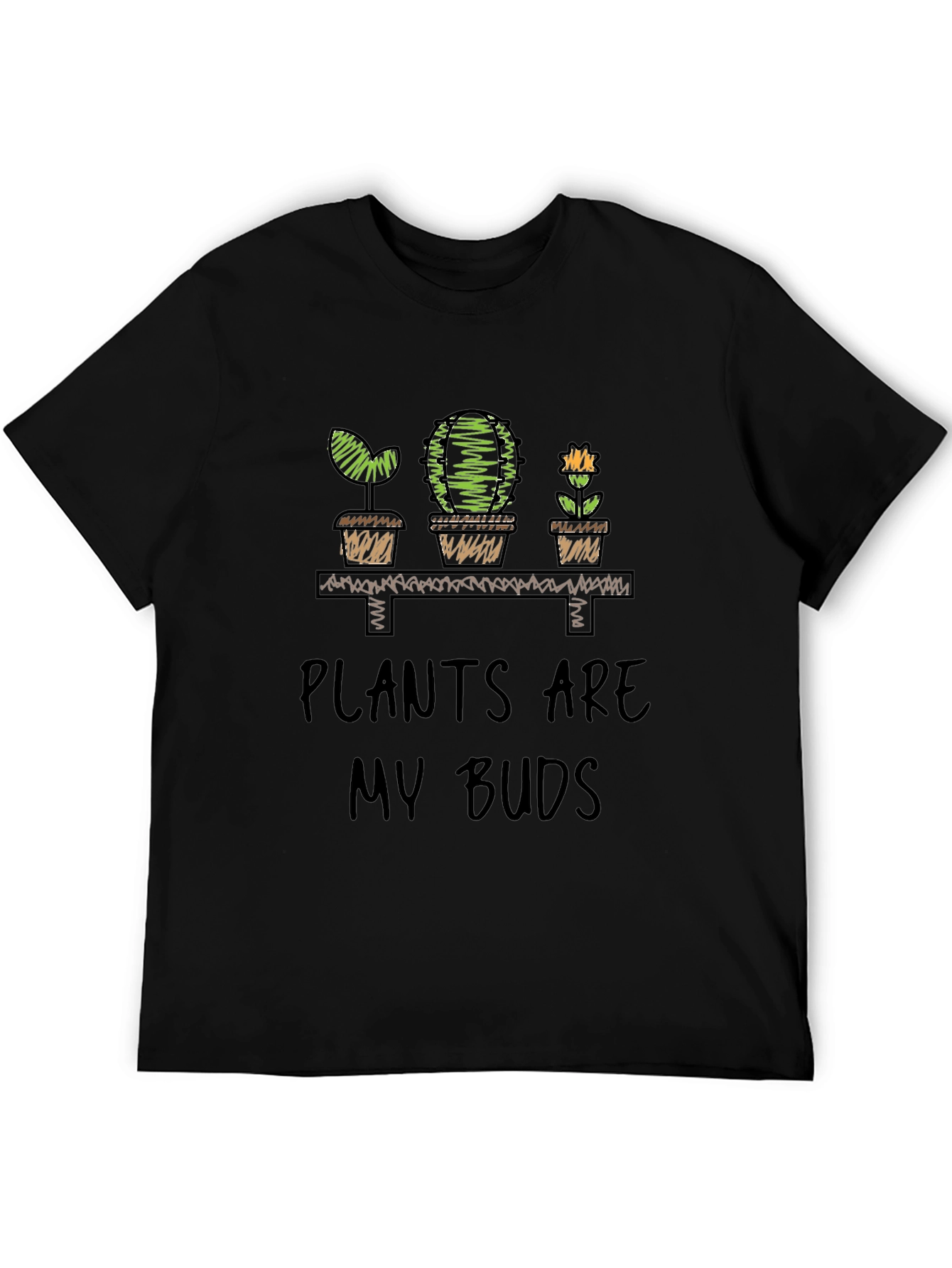 Plants Are My Buds Graphic Tee - Black