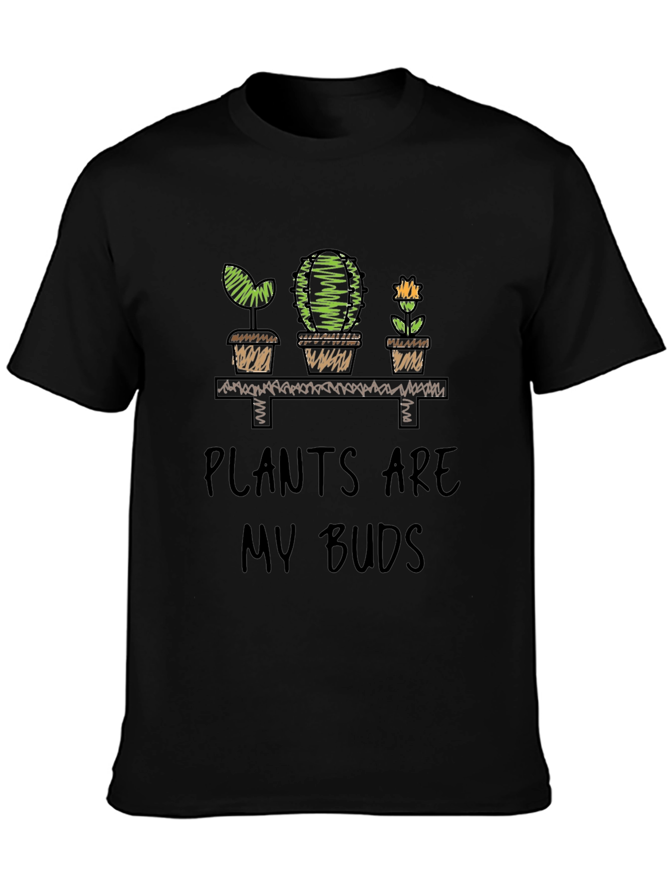Plants Are My Buds Graphic Tee - Black