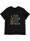Just Cellin Black T-Shirt - Cat & Cello Design