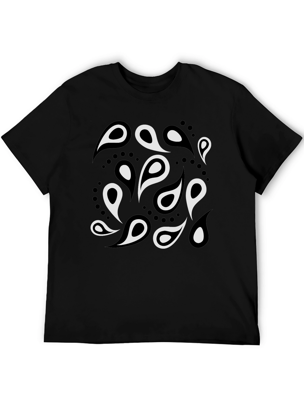 Black Paisley Patterned T-Shirt
