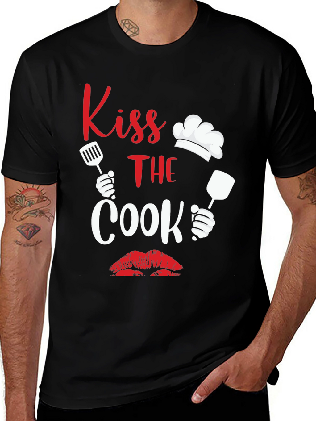 Kiss the Cook Graphic Tee Novelty Cooking Shirt