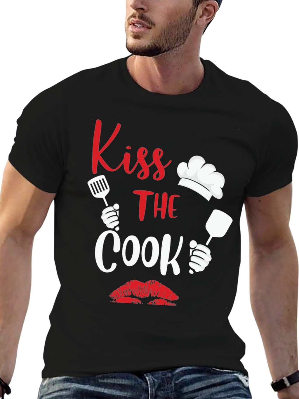 Kiss the Cook Graphic Tee Novelty Cooking Shirt