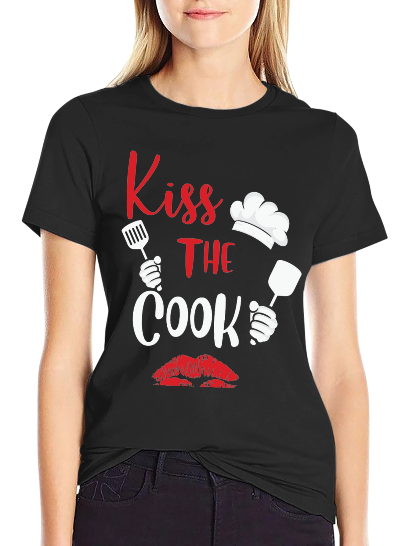 Kiss the Cook Graphic Tee Novelty Cooking Shirt